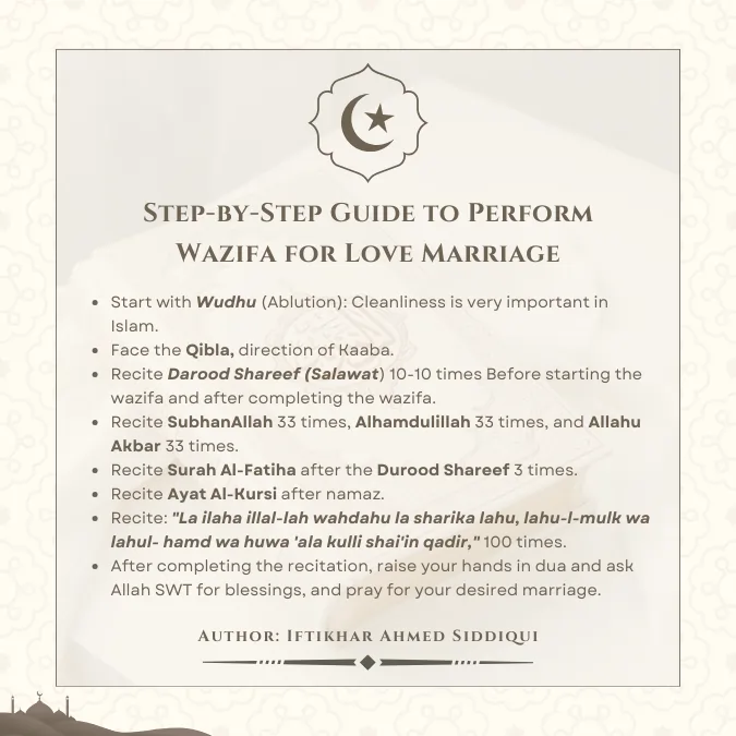 Step-by-step Guide to perform wazifa for love marriage